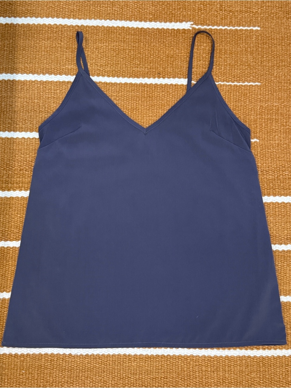 Solemio Gray V Neck Satin Camisole Sleeveless Tank Top Small